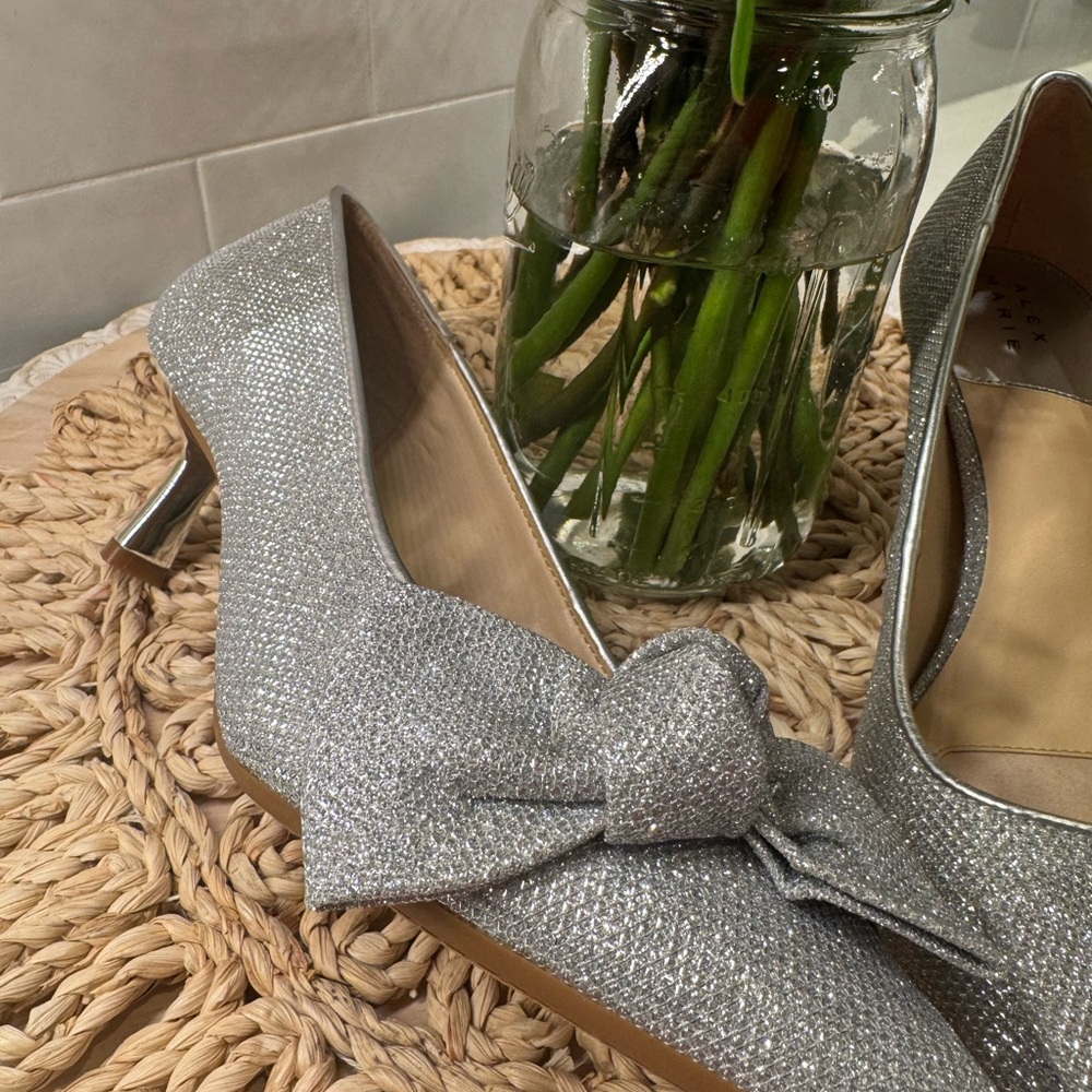 Silver Alex Marie Silver Heels with Bows